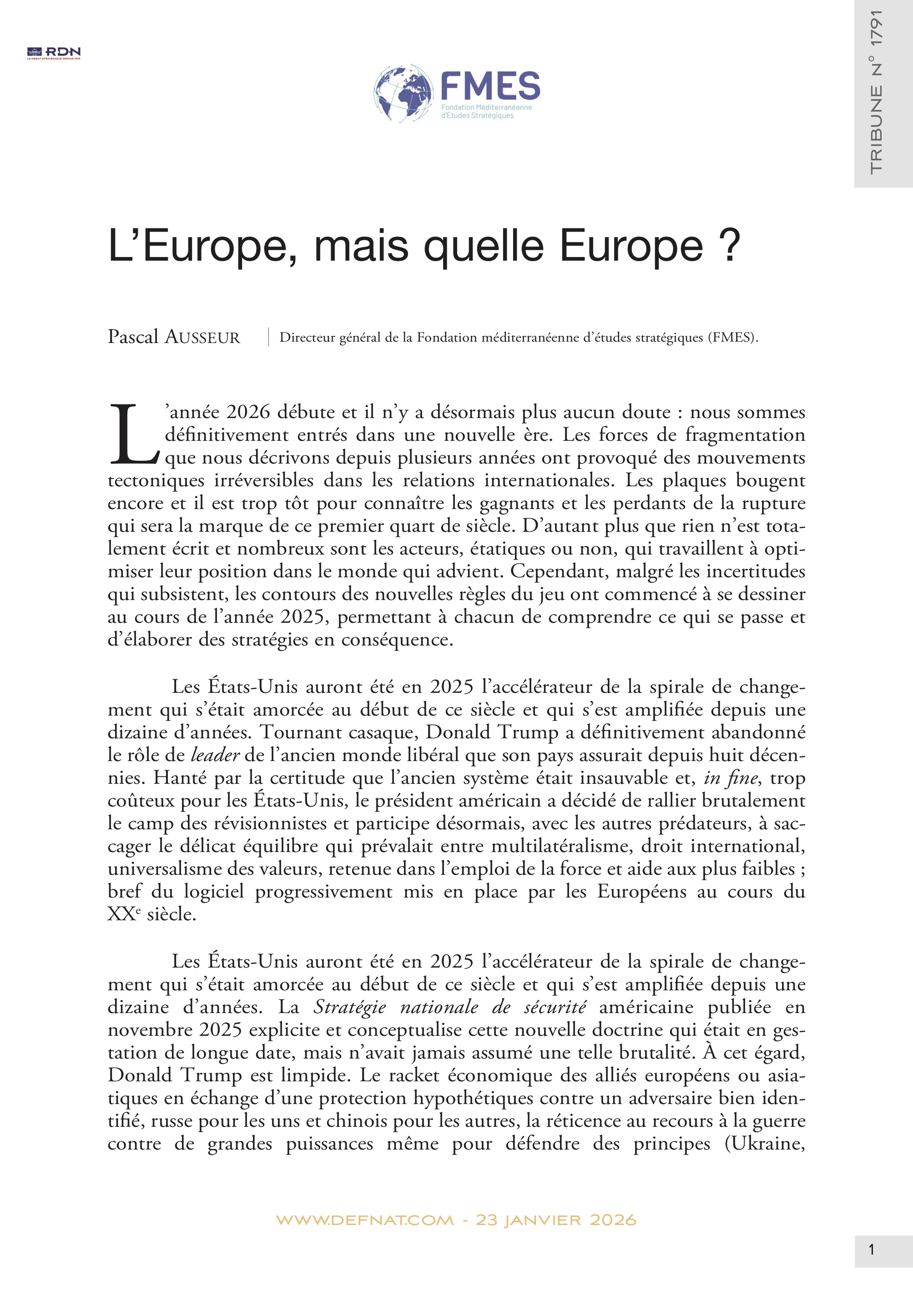 L&rsquo;Europe, mais quelle Europe&nbsp;? (T&nbsp;1791)
